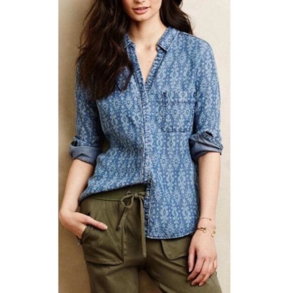 Anthropologie Holding Horses Ikat Button Up Shirt